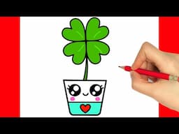 HOW TO DRAW A FOUR LEAF CLOVER - COMO DESENHAR UM TREVO DE QUATRO FOLHAS