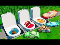 Lightning McQueen VS TOILET with MOUTH & LAVA VS Big & Small PIXAR CARS - BeamNG.drive