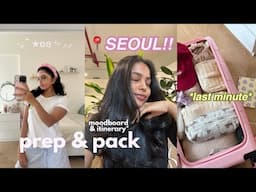 pack & prep with me for korea🍥🌷🍵⭐️ packing, cleaning, seoul mood board, selfcare & more