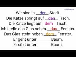 Präpositionen, Dativ - Akkusativ, A1, A2, B1 Deutsch für Beginner, dem - den, der - die, dem - das