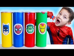 Kids Turn into Superheroes Vending Machine Adventure and Cardboard Prison Escape