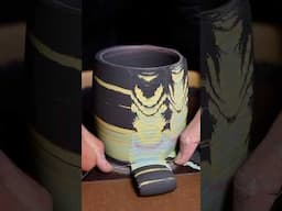 Faceting A Rainbow Rolled Clay Cup On The Wheel #clay #pottery #wheelthrowing #ceramic #ceramics