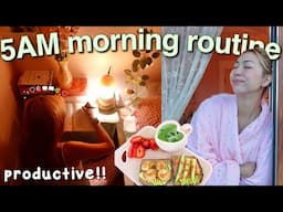 my 5AM productive MORNING ROUTINE ⋆☀︎｡🌷🍵(how I stay energized!!)