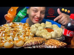 Eating Spicy Momos, Dahi Golgappa, Triple Choclate Waffle I Street Food Challenge Il Foodie Gd ll