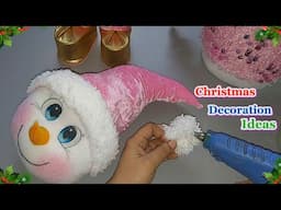 Snowman making idea From Tin Can & Plastic Bottle | DIY Budget Friendly Christmas craft idea🎄