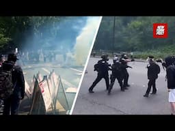 Clashes erupt outside DHS office in Washington as police deploy tear gas on protesters