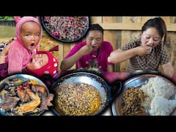 A dish of Local chicken legs, Head & wings |Chicken Titte "wachippa" Recipe with Rice cooking Eating