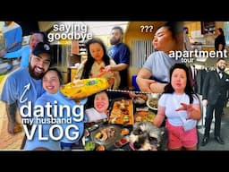 VLOG: saying goodbye, apartment tour, food dates w/ husband, caught in a rain storm, tux shopping ❤️