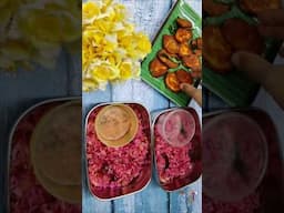 Colorful Lunch Box Magic! 🌈✨ Pink Rice & Crispy Fry!