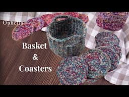 Crochet Coasters With Basket Tutorial // Crochet With Multiple Strands Of Yarn Project