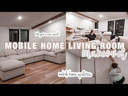 *WE GOT A NEW COUCH!!!* extreme double wide mobile home living room makeover | mobile home updates!