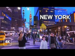 Evening Walk in NEW YORK - Midtown Manhattan Walking Tour 4k