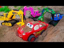 Disney Pixar Cars falling into deep pool, Lightning McQueen, Tow Mater, Mack, Sally, Francesco