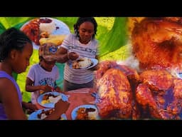 Amazing CHICKEN MASTERPIECE / Whole Chicken Done To Perfection In Outdoor Coal Burning Oven!!
