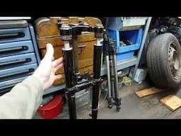 AIRCRAFT UNDERCARRIAGE ON A MOTORCYCLE !! STRIPPING DOWTY FORKS ON THE SCOTT FLYING SQUIRREL.