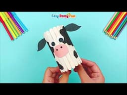 Craft sticks and paper roll cow craft idea
