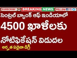 CENTRAL BANK OF INDIA 4500 VACANCIES RECRUITMENT | సెంట్రల్ బ్యాంక్ ఆఫ్ ఇండియాలో 4500 ఖాళీలు