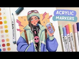 💀 Trying Out New Markers / Arrtx 90 Colors Acrylic Markers Review