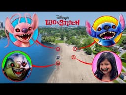 Drone Catches LILO, STITCH, ANGEL & CAPTAIN GRANTU ON THE BEACH IN REAL LIFE! (LILO & STITCH MOVIE)
