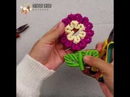 MACRAME FLOWER KEYCHAIN NEW DESIGN #macrameflower #diy   #keychain #macramekeychain