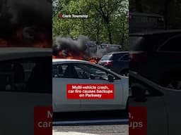 Fiery accident on Parkway causes backup
