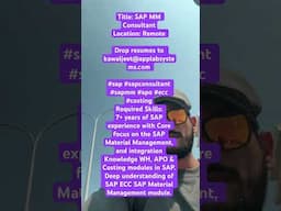 SAP MM Remote Job opening