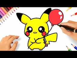 CÓMO DIBUJAR A PIKACHU KAWAII FACIL 😍🎈