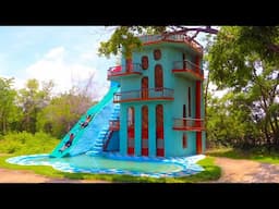 How To Build My Dream Villa, Swimming Pool And Design Water Slide By Ancient Skills In Forest