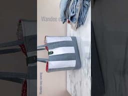 Sewing idea transform 1 old jeans into backpack bag and cosmetic bag #wandeeeasysewing #denimtotebag