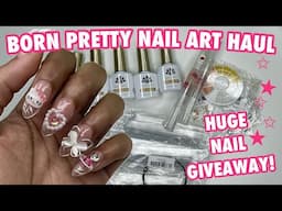 Born Pretty Nail Haul | HUGE NAIL GIVEAWAY 2025! | Jelly Nude Gels | Kawaii Short Almond Nails