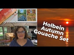 Holbein Irodori Autumn Gouache Set  2 Landscape  Paintings