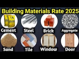 Building material rate 2025 | cement, sand, aggregate, tiles, granite, brick, Steel bar, paint putty