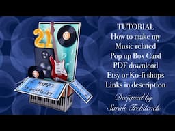 🎸🎹🎼 TUTORIAL to make my pop up box card Music birthday PDF download from Etsy or Ko-fi Shops