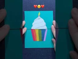 Cupcake Happy Birthday Card DIY #rainbow #cupcake  #birthdaycardidea #artandcraft