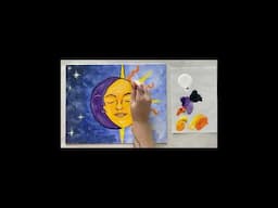 ‘Boho Sun and Moon’ easy acrylic painting tutorial for beginners #acryliclesson #acrilicpainting