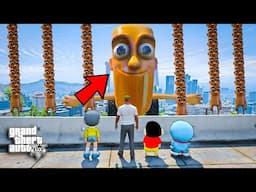 GTA 5 : GIANT Tung Tung Sahur Attack On Shinchan Franklin & Doraemon 😭GTA 5 !