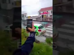 Rally car vs roadside brick building, one hit decides the outcome - in Tenerife, Spain