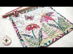 Easy slow stitch flower design hand embroidery stash buster tutorial, no pattern needed!