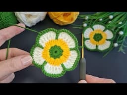 Crocheted Gorgeous Easy Knitting Motif Flower Making🧶#crochet #knitting #handmade #diy #keşfet