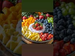 Colorful Fruit Medley with Fluffy Strawberry Yogurt Dip! ✨😋 #fruits #food #fruity #fruitdishes