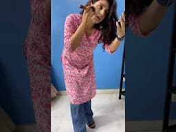 Get ready with me kurta with jeans kurti with jeans #kurti #kurta #jeans #myntra