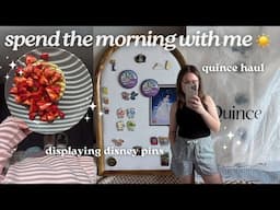 spend the morning with me ☀️ slow morning at home, Quince summer haul, & displaying my Disney pins!