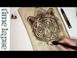 Tiger Pyrography Time Lapse  |  Wood Burning Art Pieces copy