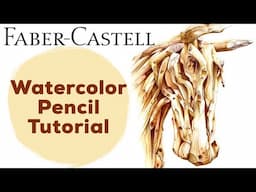 How to paint with Faber Castell watercolor pencils // Wooden Horse tutorial