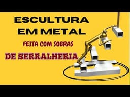 Escultura em metal com sobras de serralheria modelo '' adorador''
