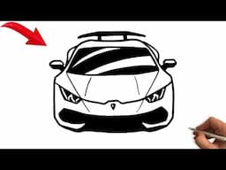 Lamborghini Huracán Drawing | Easy Front View Sketch for Car Lovers 🇺🇸✍️