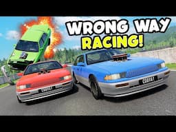 This Might Be The Craziest Racing We've Done In BeamNG Drive! Wrong Way Racing!