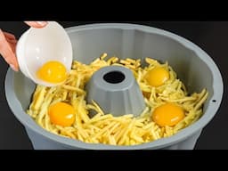 Haben Sie 4 Eier und 1 Apfel zu Hause?Einfaches und leckeres Dessert in 5 Minuten.Leicht zu machen.