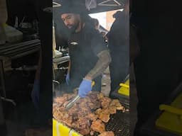 Grilling Meat in a Thai Restaurant. London Street Food