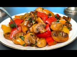 Rezept für leckere Pilze mit Gemüse in der Pfanne. Einfach und schnell!